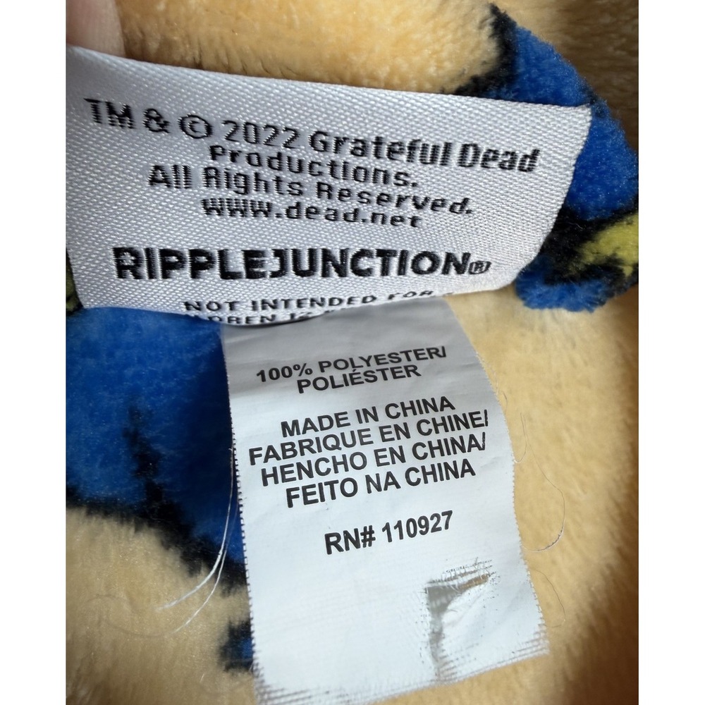 Grateful Dead Dancing Bears Fleece Robe Yellow One Size Licensed Hippie Soft! - Picture 4 of 7